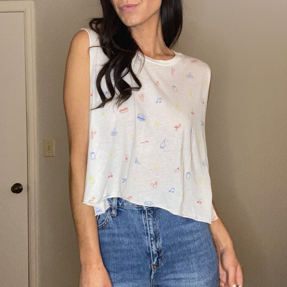 Rare WILDFOX camping print muscle tank- size small